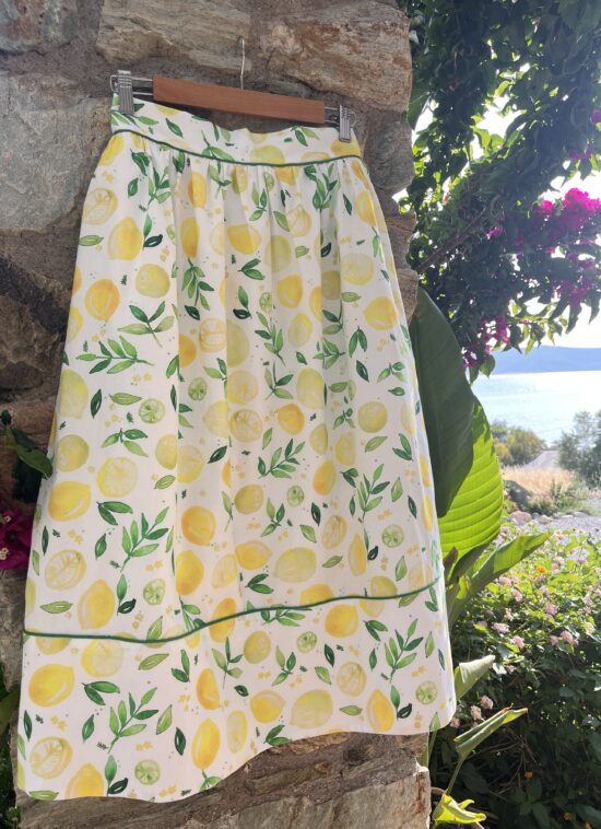 Αρχική 30 Ψηλόμεση βαμβακερή  μιντι φούστα με λεμόνια