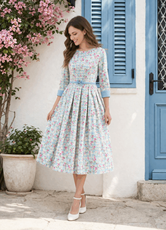 Γυναίκειο φόρεμα Spring Check Bloom