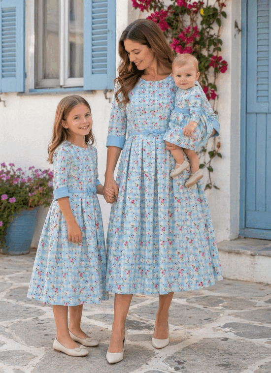 Σετ μαμά κόρη Spring Check Bloom